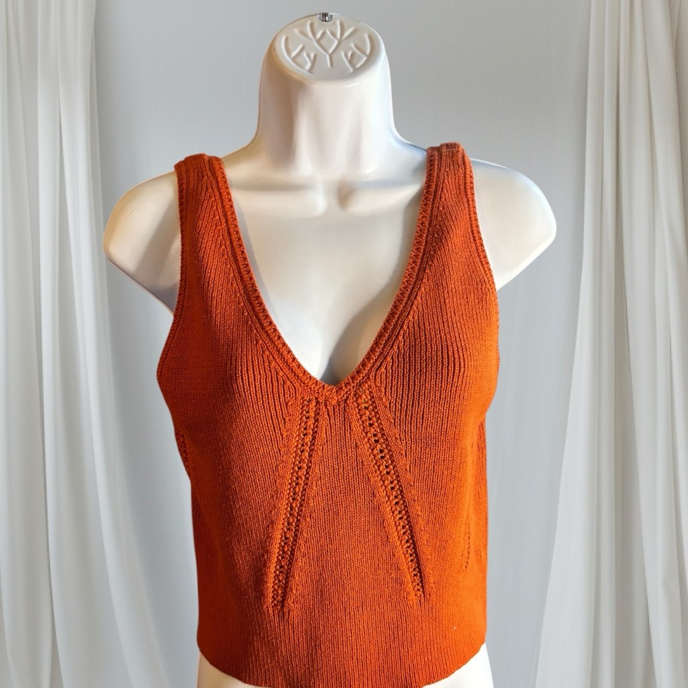 Banana Republic Orange Knit Cropped SweaterTank NWOT
